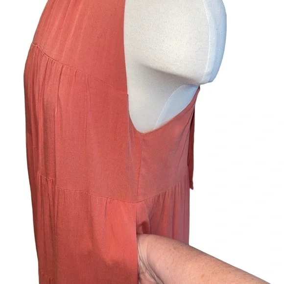 Haeof Women's Dress Size S Rust Pullover Sleeveless High Neck w/Tie Back Maxi - Picture 5 of 8